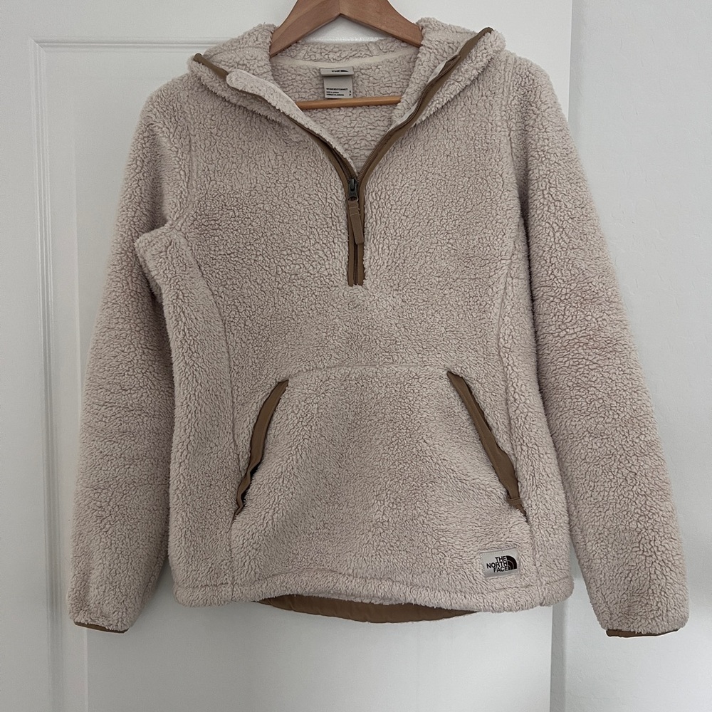 The North Face Beige/cream Sherpa Half-Zip jacket - small